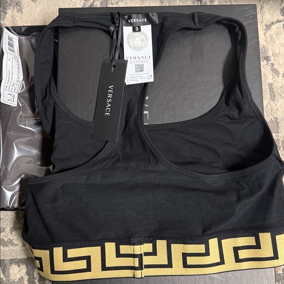 NWT Versace Black and Gold Greca Cotton Bra size L - Picture 3 of 5